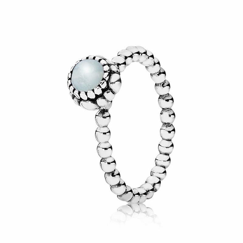 Pandora Birthday Blooms Ring March Ireland - Sterling Silver/Blue/Aquamarine - 083759UIM